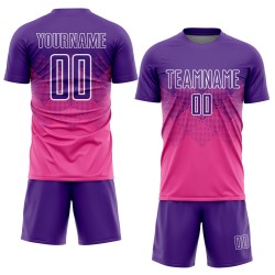 Soccer Sublimation Custom Pink Uniform Jersey Purple-White