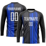 Custom Jersey Soccer Uniform Black Sublimation White-Royal
