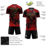 Black-Old Sublimation Jersey Uniform Gold Red Custom Soccer