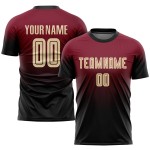 Custom Soccer Jersey Sublimation Crimson Cream-Black Fade Uniform Fashion Custom Soccer Jersey Sublimation Crimson Cream-Black Fade Uniform Fashion