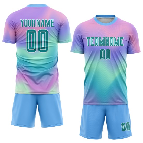 Soccer Tie Dye Custom Uniform Jersey Sublimation Teal-White