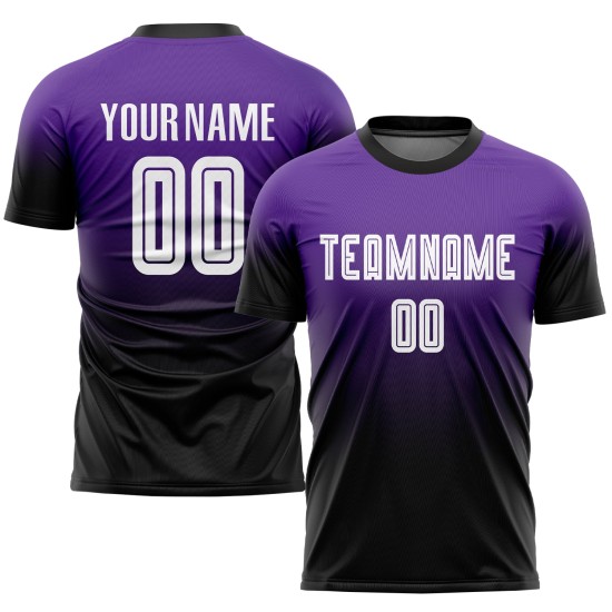 Purple White-Black Soccer Fade Uniform Jersey Custom Fashion Sublimation Purple White-Black Soccer Fade Uniform Jersey Custom Fashion Sublimation
