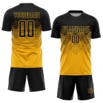 Sublimation Custom Soccer Gold Uniform Black Jersey