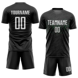 Black Custom White-Neon Soccer Jersey Uniform Sublimation Green