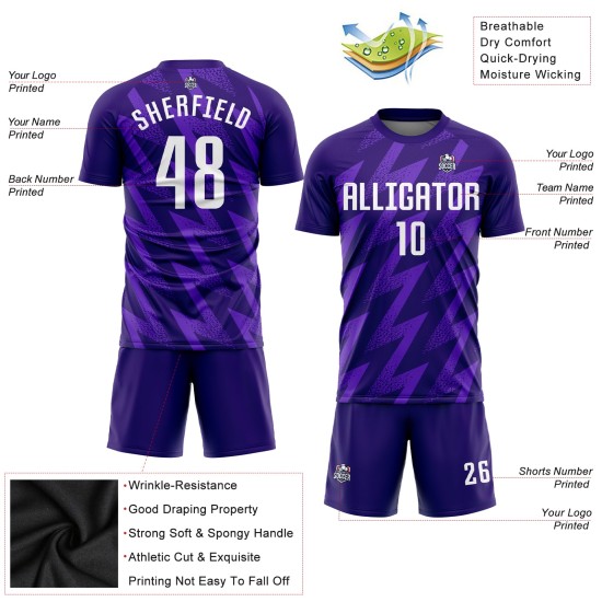 Jersey Purple White Soccer Custom Uniform Sublimation Jersey Purple White Soccer Custom Uniform Sublimation