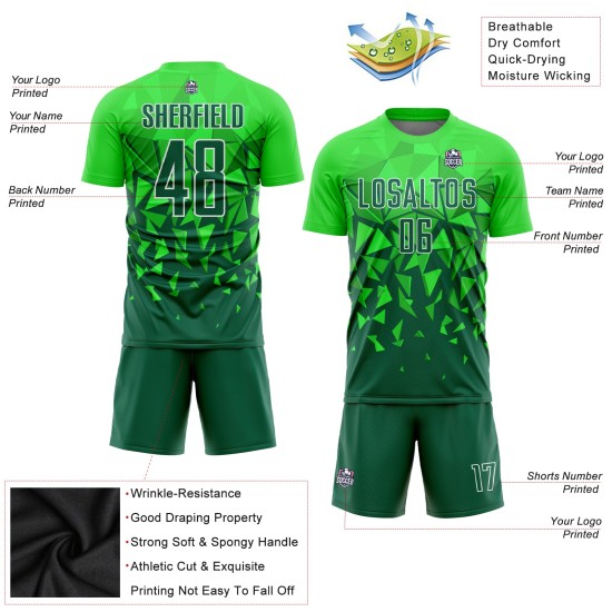 Sublimation Grass Soccer Green-White Uniform Green Custom Jersey