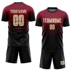 Custom Soccer Jersey Sublimation Crimson Cream-Black Fade Uniform Fashion
