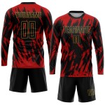 Black-Old Sublimation Jersey Uniform Gold Red Custom Soccer
