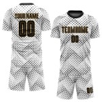 Uniform Soccer White Sublimation Custom Black-Old Gold Jersey