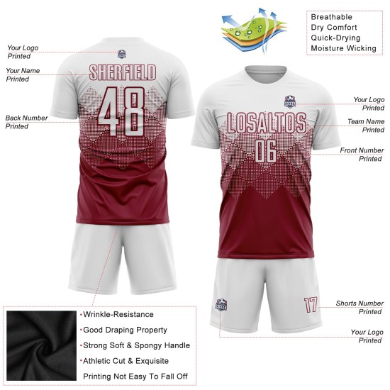 White Jersey Crimson Soccer Uniform Sublimation Custom White Jersey Crimson Soccer Uniform Sublimation Custom