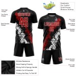 Jersey Red-White Custom Uniform Black Soccer Sublimation