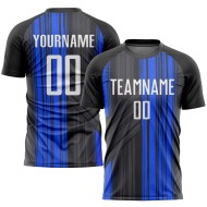Custom Jersey Soccer Uniform Black Sublimation White-Royal