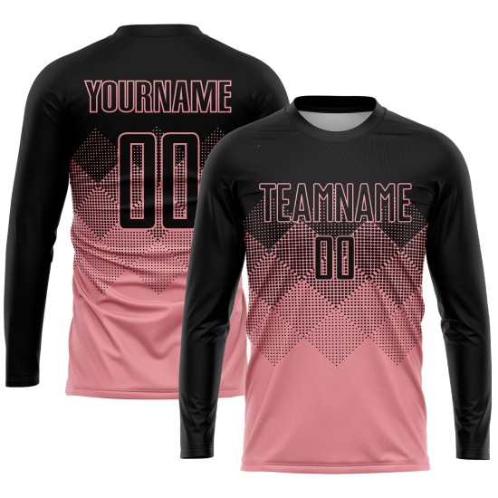 Medium Soccer Pink Custom Sublimation Black Uniform Jersey Medium Soccer Pink Custom Sublimation Black Uniform Jersey