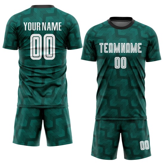 Sublimation Jersey Soccer Green White-Black Uniform Custom Sublimation Jersey Soccer Green White-Black Uniform Custom