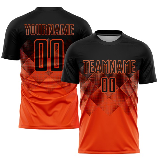 Shape Orange Gradient Black Uniform Soccer Square Sublimation Jersey Custom Shape Orange Gradient Black Uniform Soccer Square Sublimation Jersey Custom