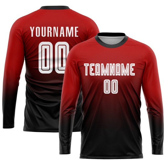 Jersey Fashion Uniform Soccer White-Black Red Custom Sublimation Fade Jersey Fashion Uniform Soccer White-Black Red Custom Sublimation Fade