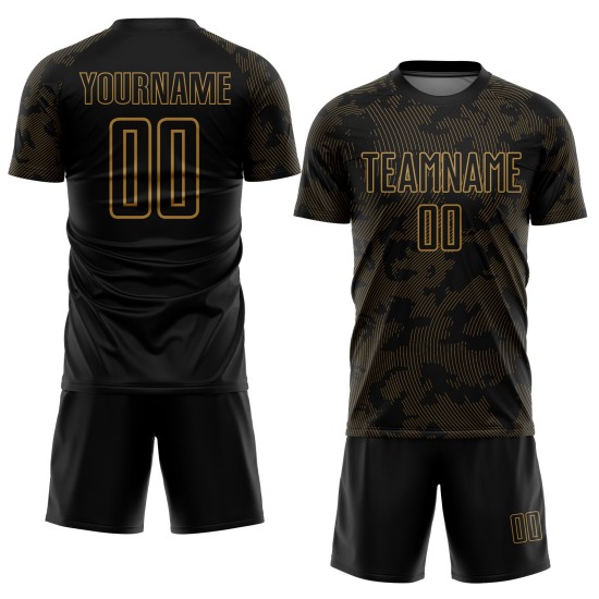 Soccer Gold Sublimation Jersey Custom Old Black Uniform