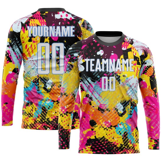 Pattern Uniform Custom Jersey Soccer White-Light Blue Graffiti Sublimation Pattern Uniform Custom Jersey Soccer White-Light Blue Graffiti Sublimation