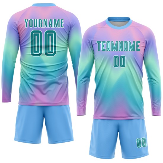 Soccer Tie Dye Custom Uniform Jersey Sublimation Teal-White