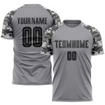Custom Soccer Black-Camo Gray Jersey Sublimation Uniform Custom Soccer Black-Camo Gray Jersey Sublimation Uniform