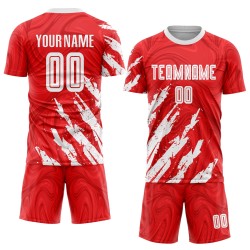 Jersey White Soccer Sublimation Uniform Custom Red