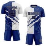 White-Old Scratch Jersey Royal Gold Soccer Graffiti Pattern Custom Uniform Sublimation White-Old Scratch Jersey Royal Gold Soccer Graffiti Pattern Custom Uniform Sublimation