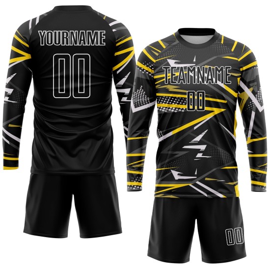 Custom Jersey Black Soccer Sublimation Uniform Black-Gold