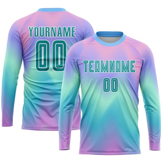 Soccer Tie Dye Custom Uniform Jersey Sublimation Teal-White