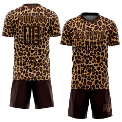 Brown Leopard Soccer Brown-Old Uniform Jersey Gold Custom Sublimation Brown Leopard Soccer Brown-Old Uniform Jersey Gold Custom Sublimation