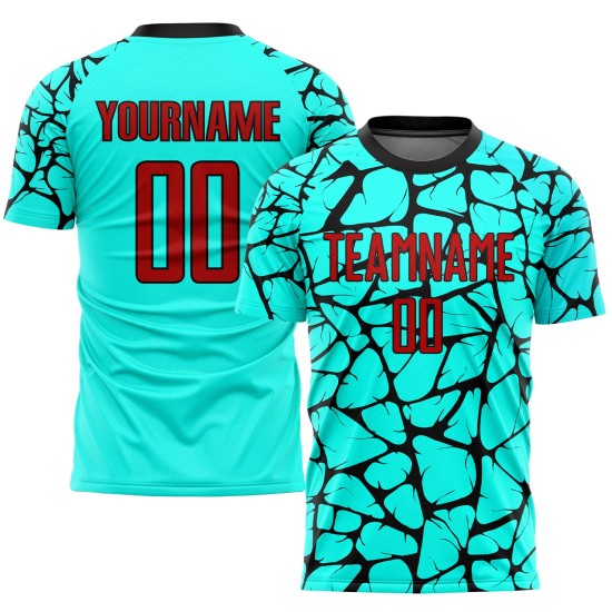 Uniform Soccer Sublimation Red-Black Jersey Custom Aqua