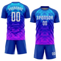 White Custom Light Uniform Pink Royal Blue-Hot Sublimation Soccer Jersey