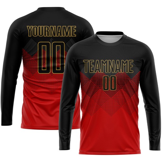 Uniform Gold Custom Sublimation Jersey Black-Old Red Soccer Uniform Gold Custom Sublimation Jersey Black-Old Red Soccer