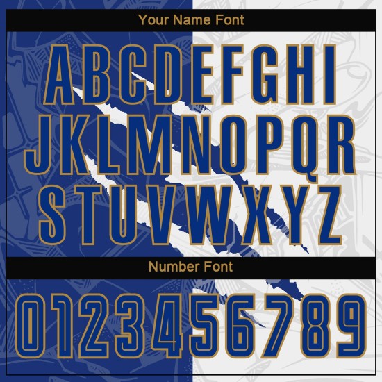 White-Old Scratch Jersey Royal Gold Soccer Graffiti Pattern Custom Uniform Sublimation White-Old Scratch Jersey Royal Gold Soccer Graffiti Pattern Custom Uniform Sublimation