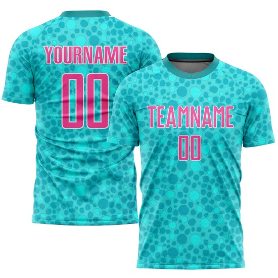 Soccer Pink-White Custom Sublimation Uniform Aqua Jersey