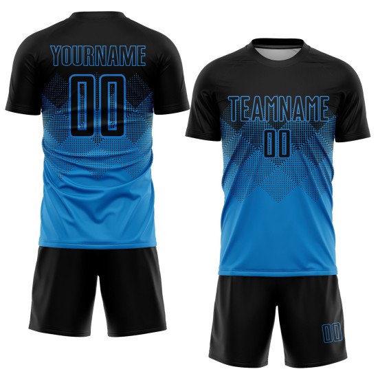 Jersey Uniform Blue Black Sublimation Soccer Custom Jersey Uniform Blue Black Sublimation Soccer Custom