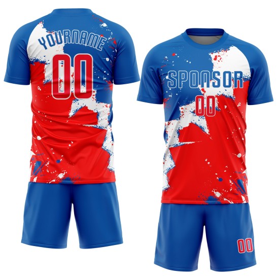Uniform Soccer Royal Custom Sublimation Jersey Red-White
