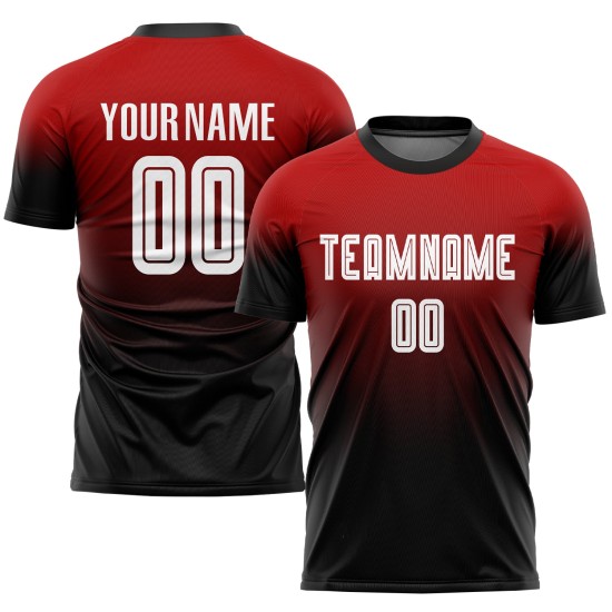 Jersey Fashion Uniform Soccer White-Black Red Custom Sublimation Fade Jersey Fashion Uniform Soccer White-Black Red Custom Sublimation Fade