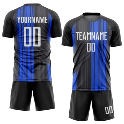 Custom Jersey Soccer Uniform Black Sublimation White-Royal