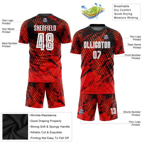 Red White-Black Custom Uniform Jersey Soccer Sublimation