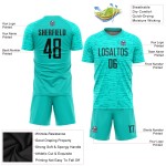 Uniform Custom Aqua Sublimation Soccer Jersey Black Uniform Custom Aqua Sublimation Soccer Jersey Black